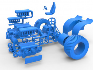 Pulling tractor with 3 engines V12 Scale 1 to 25 Modèles 3D en vedette