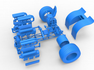 Pulling tractor with 3 engines V12 Scale 1 to 25 Modèles 3D en vedette
