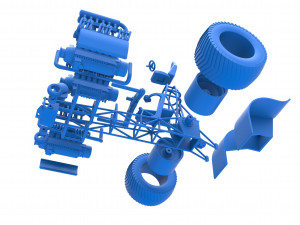 Pulling tractor with 3 engines V12 Scale 1 to 25 Modèles 3D en vedette