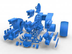 Pulling tractor with 3 engines V12 Scale 1 to 25 Modèles 3D en vedette