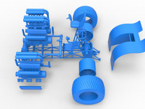 Pulling tractor with 3 engines V12 Scale 1 to 25 Modèles 3D en vedette