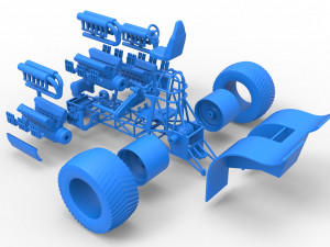 Pulling tractor with 3 engines V12 Scale 1 to 25 Modèles 3D en vedette