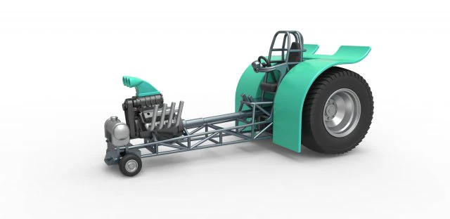 Pulling tractor with single V8 engine Scale 1 to 25 3D Print Model .c4d .max .obj .3ds .fbx .stl .blend