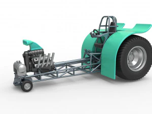 Pulling tractor with single V8 engine Scale 1 to 25 3D Print Model