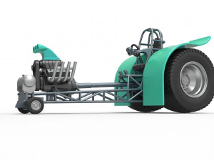 Pulling tractor with single V8 engine Scale 1 to 25 3D Print Model