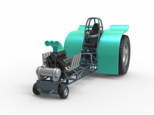 Pulling tractor with single V8 engine Scale 1 to 25 Modèles 3D en vedette