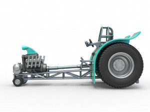 Pulling tractor with single V8 engine Scale 1 to 25 Modèles 3D en vedette
