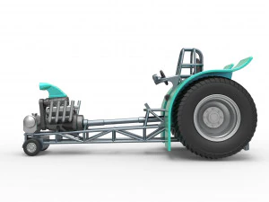 Pulling tractor with single V8 engine Scale 1 to 25 3D Print Model