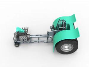 Pulling tractor with single V8 engine Scale 1 to 25 3D Print Model
