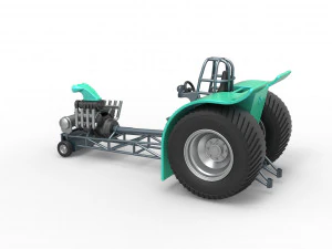 Pulling tractor with single V8 engine Scale 1 to 25 3D Print Model