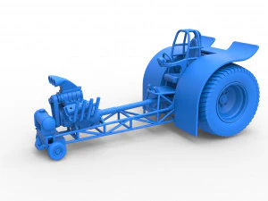 Pulling tractor with single V8 engine Scale 1 to 25 3D Print Model
