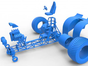 Pulling tractor with single V8 engine Scale 1 to 25 3D Print Model