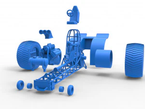 Pulling tractor with single V8 engine Scale 1 to 25 3D Print Model