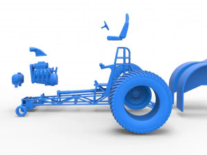 Pulling tractor with single V8 engine Scale 1 to 25 3D Print Model