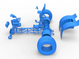Pulling tractor with single V8 engine Scale 1 to 25 3D Print Model