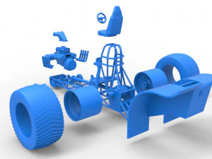 Pulling tractor with single V8 engine Scale 1 to 25 3D Print Model