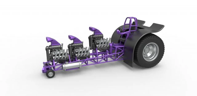 Pulling tractor with 3 engines V8 Scale 1 to 25 3D Print Model .c4d .max .obj .3ds .fbx .stl .blend 
