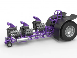 Pulling tractor with 3 engines V8 Scale 1 to 25 3D Print Model