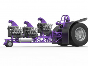 Pulling tractor with 3 engines V8 Scale 1 to 25 3D Print Model
