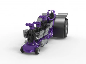 Pulling tractor with 3 engines V8 Scale 1 to 25 3D Print Model