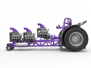 Pulling tractor with 3 engines V8 Scale 1 to 25 3D Print Model