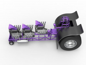 Pulling tractor with 3 engines V8 Scale 1 to 25 3D Print Model