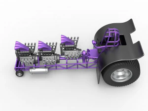 Pulling tractor with 3 engines V8 Scale 1 to 25 3D Print Model