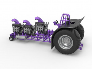 Pulling tractor with 3 engines V8 Scale 1 to 25 3D Print Model