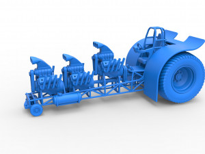 Pulling tractor with 3 engines V8 Scale 1 to 25 3D Print Model