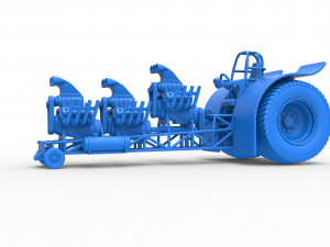Pulling tractor with 3 engines V8 Scale 1 to 25 3D Print Model