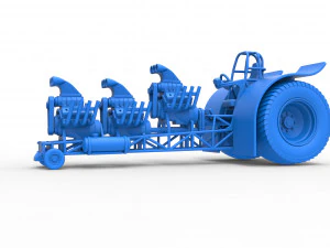Pulling tractor with 3 engines V8 Scale 1 to 25 3D Print Model