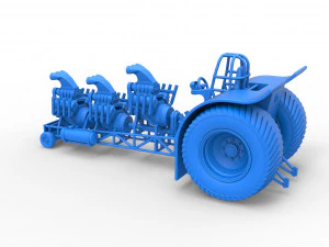 Pulling tractor with 3 engines V8 Scale 1 to 25 3D Print Model