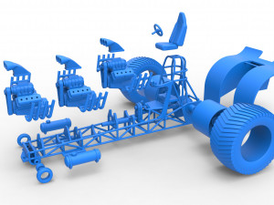 Pulling tractor with 3 engines V8 Scale 1 to 25 3D Print Model