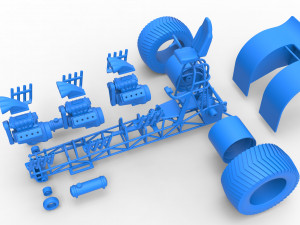 Pulling tractor with 3 engines V8 Scale 1 to 25 3D Print Model