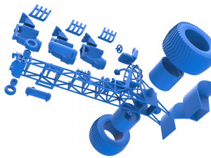 Pulling tractor with 3 engines V8 Scale 1 to 25 3D Print Model