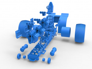 Pulling tractor with 3 engines V8 Scale 1 to 25 3D Print Model