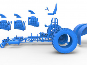 Pulling tractor with 3 engines V8 Scale 1 to 25 3D Print Model
