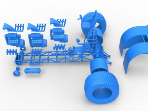 Pulling tractor with 3 engines V8 Scale 1 to 25 3D Print Model