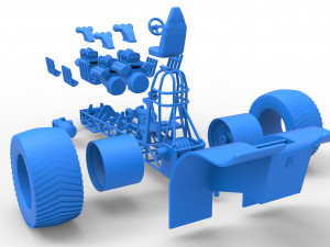 Pulling tractor with 3 engines V8 Scale 1 to 25 3D Print Model