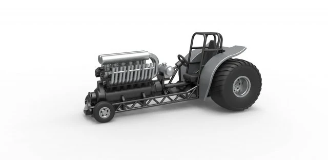 Mini Rod pulling tractor with V12 engine Scale 1 to 25 3D Print Model .c4d .max .obj .3ds .fbx .stl .blend