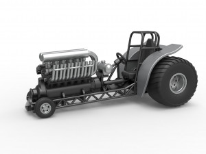 Mini Rod pulling tractor with V12 engine Scale 1 to 25 3D Print Model