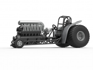 Mini Rod pulling tractor with V12 engine Scale 1 to 25 3D Baskı Modeli