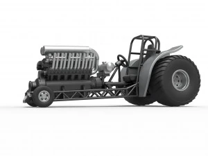Mini Rod pulling tractor with V12 engine Scale 1 to 25 3D Print Model