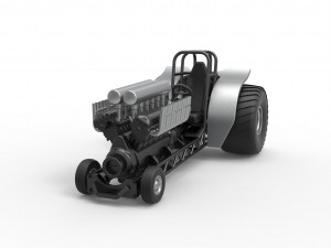Mini Rod pulling tractor with V12 engine Scale 1 to 25 3D Baskı Modeli