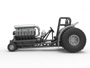 Mini Rod pulling tractor with V12 engine Scale 1 to 25 3D Baskı Modeli