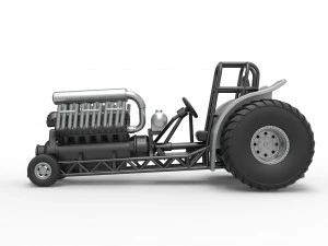Mini Rod pulling tractor with V12 engine Scale 1 to 25 3D Print Model