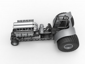 Mini Rod pulling tractor with V12 engine Scale 1 to 25 3D Baskı Modeli