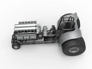 Mini Rod pulling tractor with V12 engine Scale 1 to 25 3D Print Model
