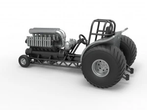 Mini Rod pulling tractor with V12 engine Scale 1 to 25 3D Print Model