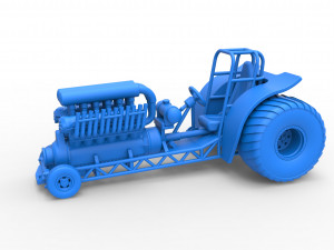 Mini Rod pulling tractor with V12 engine Scale 1 to 25 3D Baskı Modeli